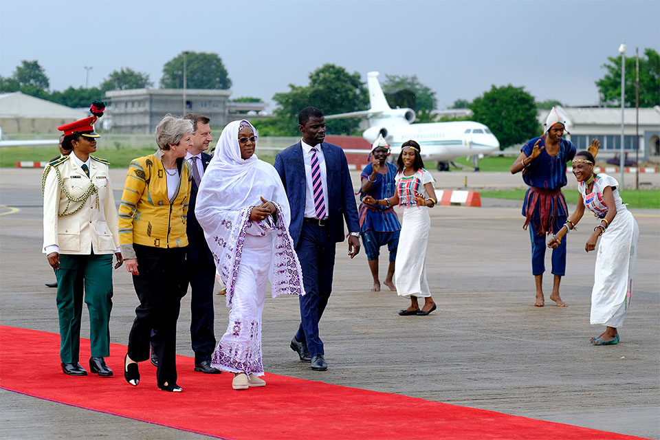 Prime Minister Theresa May arrives in Nigeria.